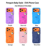 Capa para telemóvel à prova de choque Penguin Baby EVA com suporte, para iPhone 17 Pro Max, para iPhone 17 Pro, para iPhone 17, para iPhone Air, para iPhone 16 Pro Max, para iPhone 16 Pro, para iPhone 16, para iPhone 15 Pro Max