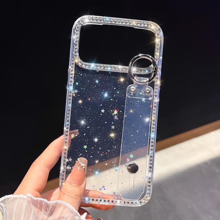 Rhinestone Glitter Wristband Holder Phone Case, For iPhone 17 Pro Max