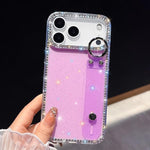 Rhinestone Glitter Wristband Holder Phone Case, For iPhone 17 Pro Max