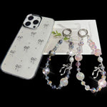 Chic Alloy Bow Accent Gold Foil Pearl Crystal Chain
