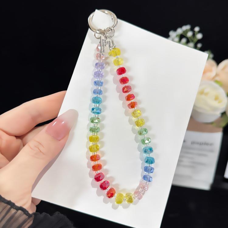 Corrente para telemóvel em cristal arco-íris de liga, estilo conta espaçadora de cristal roda, estilo cristal roda