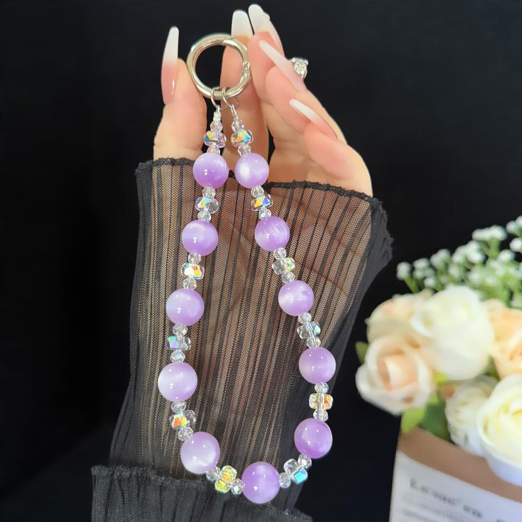 Celestial Six-Color UV Photochromic Bead Square Bead Phone Chain, Purple, Blue, Gray, Yellow, Green, Orange