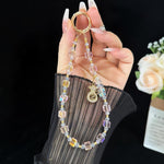 Corrente para telemóvel cubo de cristal de açúcar em forma de saco de dinheiro da sorte próspero, rosa, roxo
