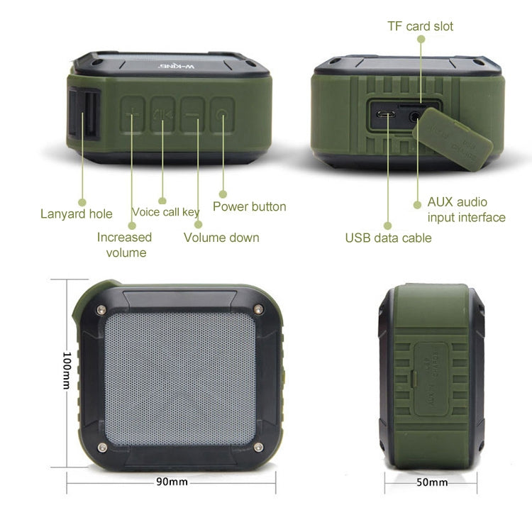 Coluna portátil impermeável sem fios W-KING S7 Mini com TF/FM/AUX/NFC Bluetooth para bicicleta, preto, laranja, azul, verde exército