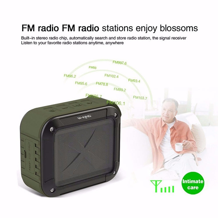 Coluna portátil impermeável sem fios W-KING S7 Mini com TF/FM/AUX/NFC Bluetooth para bicicleta, preto, laranja, azul, verde exército