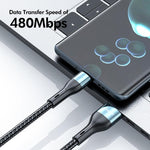Cabo de Carregamento Rápido Nylon Trançado ENKAY 3 em 1 120W USB para 8 Pinos / Tipo-C / Micro USB, Comprimento: 1,2m, ENK-CB184
