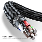 Cabo de Carregamento Rápido Nylon Trançado ENKAY 3 em 1 120W USB para 8 Pinos / Tipo-C / Micro USB, Comprimento: 1,2m, ENK-CB184