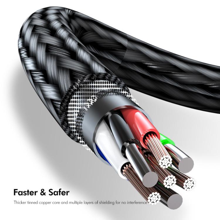 Cabo de Carregamento Rápido Nylon Trançado ENKAY 3 em 1 120W USB para 8 Pinos / Tipo-C / Micro USB, Comprimento: 1,2m, ENK-CB184