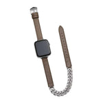 Pulseira de Relógio em Pele Genuína com Bracelete Cravejada de Diamantes, Para Apple Watch 46mm / 49mm / 45mm / 44mm, Para Apple Watch 42mm / 41mm / 40mm / 38mm