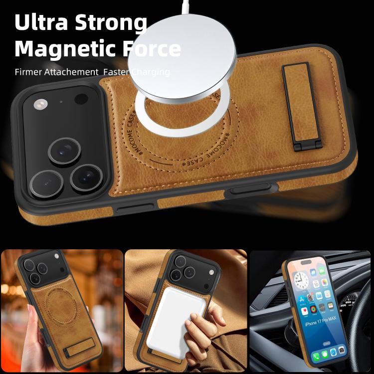 Capa para telemóvel MagSafe PU com suporte multifunções, para iPhone 17 Pro Max, para iPhone 17 Pro, para iPhone 17, para iPhone Air
