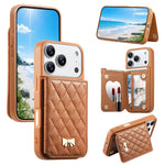 Capa para telemóvel carteira com bolsa para cartões em pele vegana, laço metálico e textura rombica espelhada, para iPhone 17 Pro Max, para iPhone 17 Pro, para iPhone 17, para iPhone 16 Pro Max, para iPhone 16 Pro, para iPhone 16 Plus, para iPhone 16