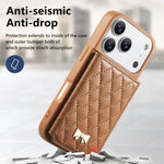 Capa para telemóvel carteira com bolsa para cartões em pele vegana, laço metálico e textura rombica espelhada, para iPhone 17 Pro Max, para iPhone 17 Pro, para iPhone 17, para iPhone 16 Pro Max, para iPhone 16 Pro, para iPhone 16 Plus, para iPhone 16