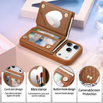 Capa para telemóvel carteira com bolsa para cartões em pele vegana, laço metálico e textura rombica espelhada, para iPhone 17 Pro Max, para iPhone 17 Pro, para iPhone 17, para iPhone 16 Pro Max, para iPhone 16 Pro, para iPhone 16 Plus, para iPhone 16