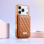 Capa para telemóvel carteira com bolsa para cartões em pele vegana, laço metálico e textura rombica espelhada, para iPhone 17 Pro Max, para iPhone 17 Pro, para iPhone 17, para iPhone 16 Pro Max, para iPhone 16 Pro, para iPhone 16 Plus, para iPhone 16
