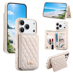 Capa para telemóvel carteira com bolsa para cartões em pele vegana, laço metálico e textura rombica espelhada, para iPhone 17 Pro Max, para iPhone 17 Pro, para iPhone 17, para iPhone 16 Pro Max, para iPhone 16 Pro, para iPhone 16 Plus, para iPhone 16
