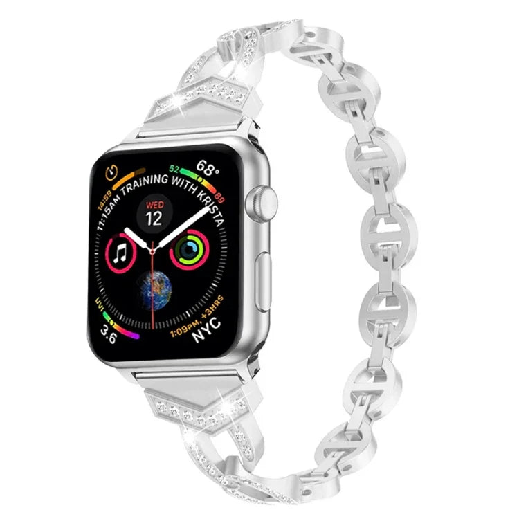 Pulseira de Relógio em Aço Inoxidável Maciço com Diamantes em Forma de 8 VO para Apple Watch Series 3 & 2 & 1 38mm