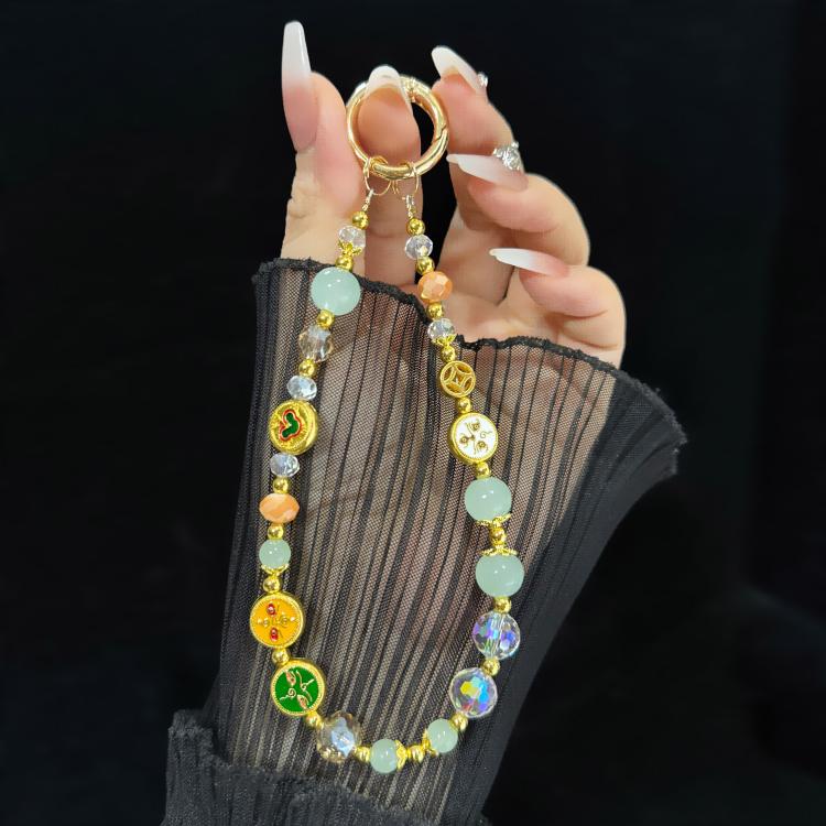 Pulseira Esmaltada de Prosperidade e Boa Fortuna Auspiciosa, Verde, Colorida