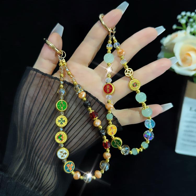 Pulseira Esmaltada de Prosperidade e Boa Fortuna Auspiciosa, Verde, Colorida
