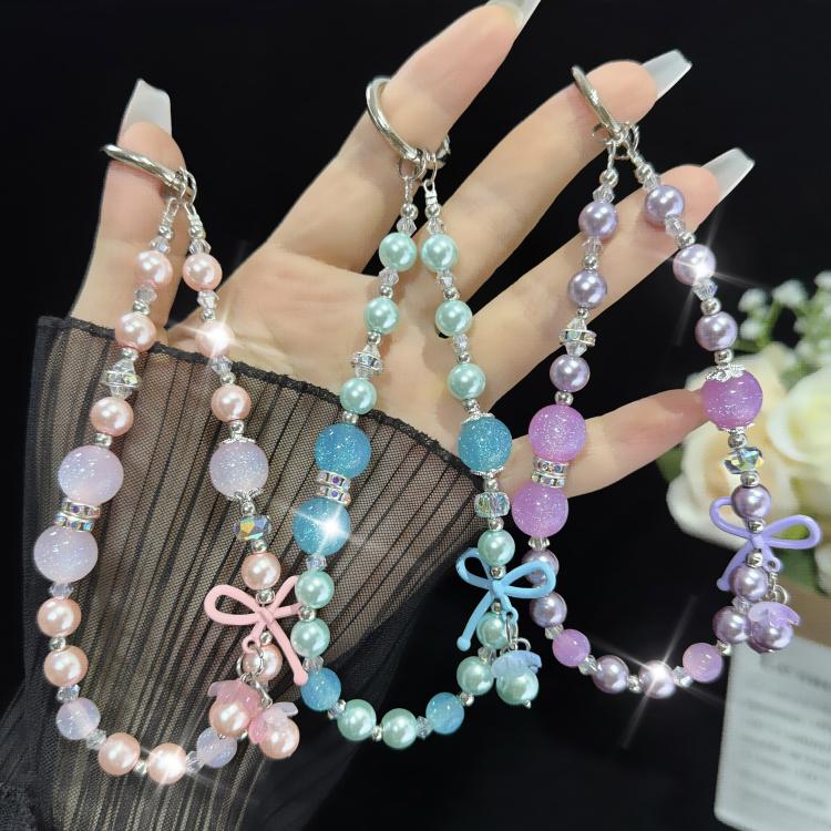 Gummy Butterfly Pearl Necklace, Pink, Blue, Purple