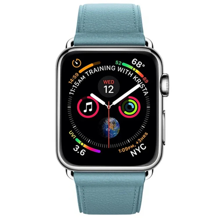 Pulseira de Relógio em Couro Clássica com Botão para Apple Watch Series 3 & 2 & 1 38mm