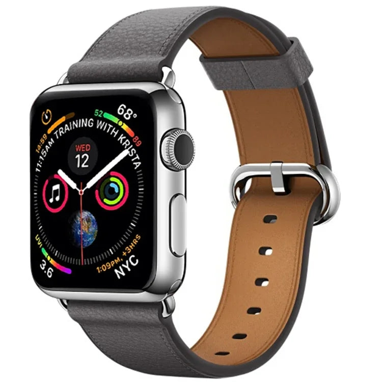 Pulseira de Relógio em Couro Clássica com Botão para Apple Watch Series 3 & 2 & 1 38mm