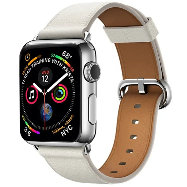 Pulseira de Relógio em Couro Clássica com Botão para Apple Watch Series 3 & 2 & 1 38mm