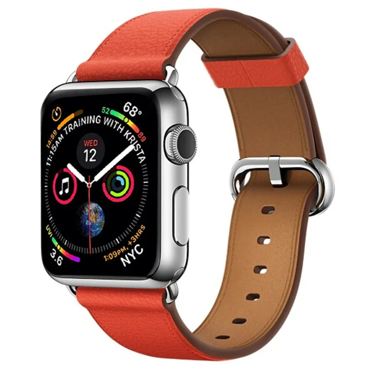 Pulseira de Relógio em Couro Clássica com Botão para Apple Watch Series 3 & 2 & 1 38mm