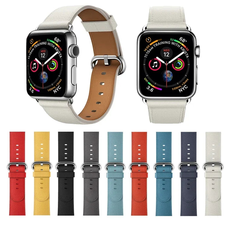 Pulseira de Relógio em Couro Clássica com Botão para Apple Watch Series 3 & 2 & 1 38mm