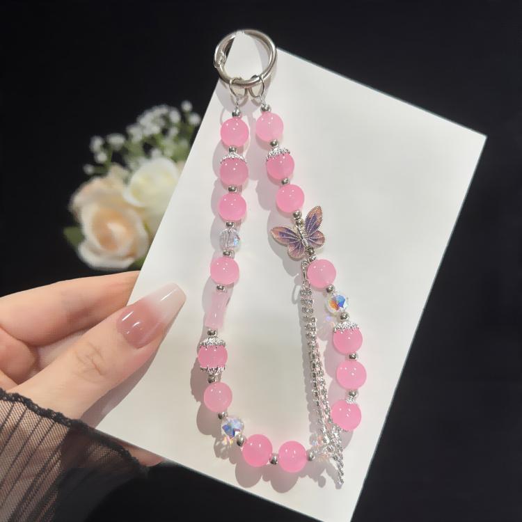 Pulseira de Algodão com Pérola e Borboleta, Rosa, Verde