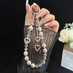 Colar de Pérolas com Coração e Tassel, Rosa, Verde, Azul, Cinzento, Branco