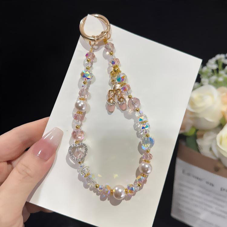 Charm de Telemóvel com Sapatilhas de Ballet e Cristal em Forma de Coração, Rosa, Verde, Preto