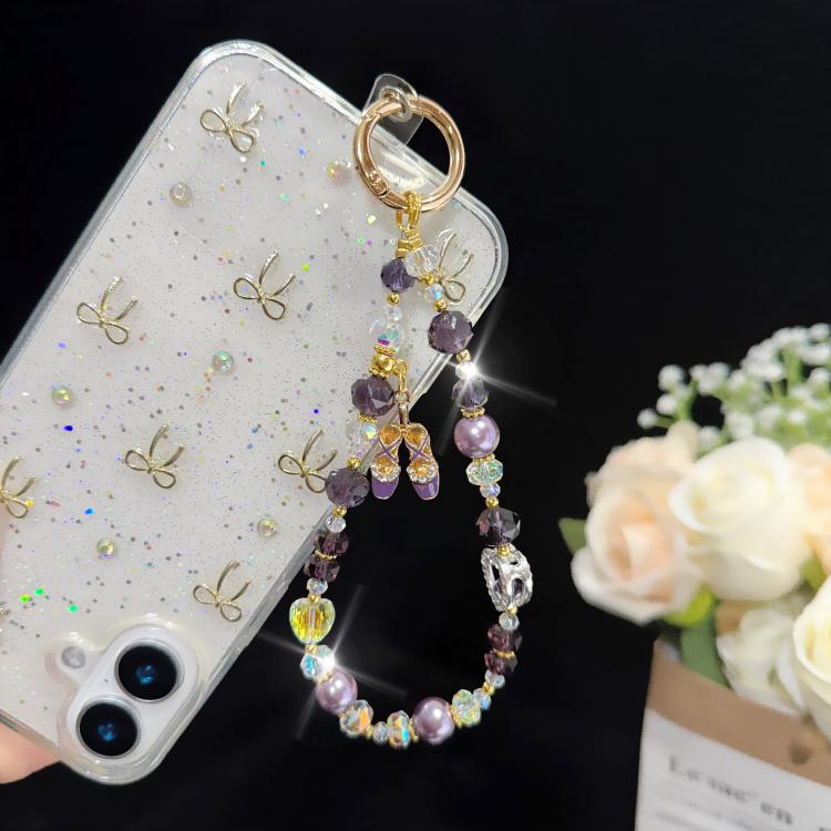 Charm de Telemóvel com Sapatilhas de Ballet e Cristal em Forma de Coração, Rosa, Verde, Preto