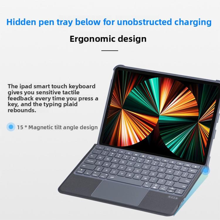 Capa Protetora com Airbag nos Quatro Cantos e Teclado Bluetooth Retroiluminado Dividido Magnético, Para iPad Air 13 2025 / 2024 / Pro 12.9