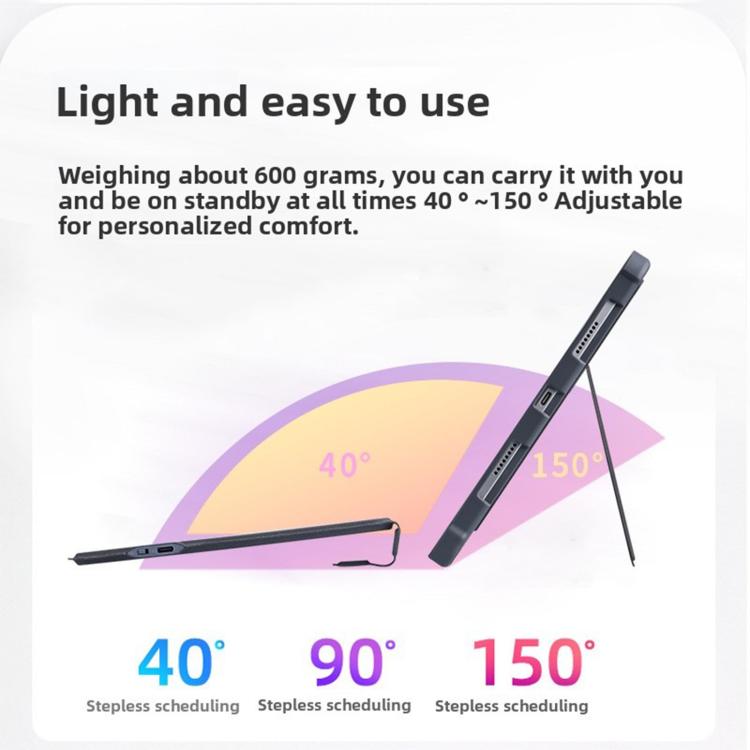 Capa Protetora com Airbag nos Quatro Cantos e Teclado Bluetooth Retroiluminado Dividido Magnético, Para iPad Air 13 2025 / 2024 / Pro 12.9
