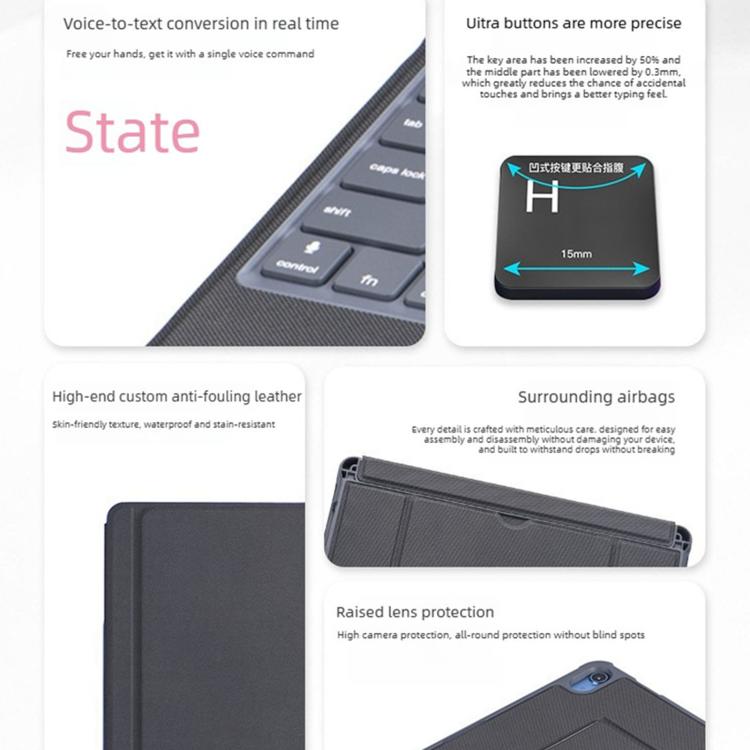 Capa Protetora com Airbag nos Quatro Cantos e Teclado Bluetooth Retroiluminado Dividido Magnético, Para iPad Air 13 2025 / 2024 / Pro 12.9