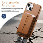 Capa de Telemóvel com Bolsa Magnética Destacável para Cartões, Anel de Dedo e Corda Anti-perda, Para iPhone 14, Para iPhone 14 Pro, Para iPhone 14 Pro Max