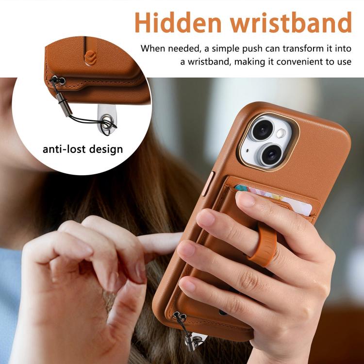 Capa de Telemóvel com Bolsa Magnética Destacável para Cartões, Anel de Dedo e Corda Anti-perda, Para iPhone 14, Para iPhone 14 Pro, Para iPhone 14 Pro Max