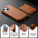 Capa de Telemóvel com Bolsa Magnética Destacável para Cartões, Anel de Dedo e Corda Anti-perda, Para iPhone 14, Para iPhone 14 Pro, Para iPhone 14 Pro Max