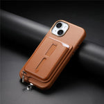 Capa de Telemóvel com Bolsa Magnética Destacável para Cartões, Anel de Dedo e Corda Anti-perda, Para iPhone 14, Para iPhone 14 Pro, Para iPhone 14 Pro Max