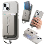 Capa de Telemóvel com Bolsa Magnética Destacável para Cartões, Anel de Dedo e Corda Anti-perda, Para iPhone 14, Para iPhone 14 Pro, Para iPhone 14 Pro Max
