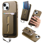 Capa de Telemóvel com Bolsa Magnética Destacável para Cartões, Anel de Dedo e Corda Anti-perda, Para iPhone 14, Para iPhone 14 Pro, Para iPhone 14 Pro Max