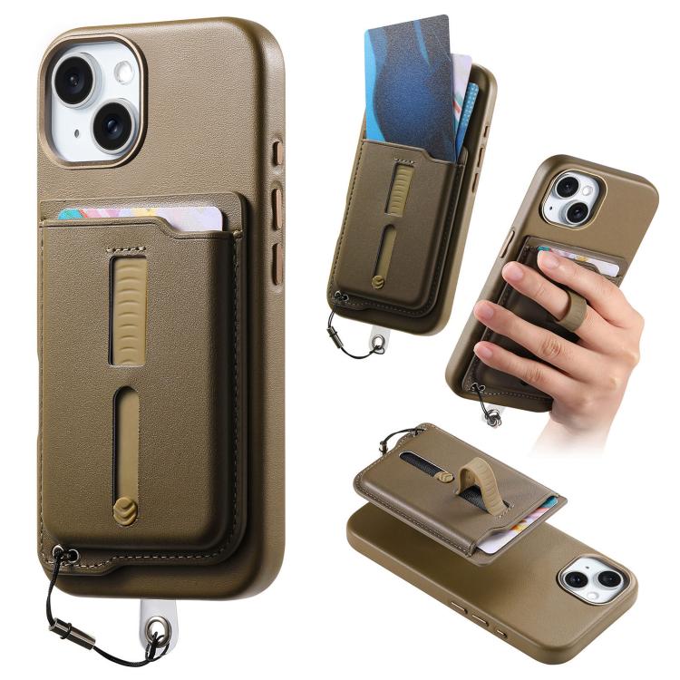Capa de Telemóvel com Bolsa Magnética Destacável para Cartões, Anel de Dedo e Corda Anti-perda, Para iPhone 14, Para iPhone 14 Pro, Para iPhone 14 Pro Max