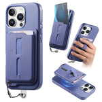 Capa de Telemóvel com Bolsa Magnética Destacável para Cartões, Anel de Dedo e Corda Anti-perda, Para iPhone 14, Para iPhone 14 Pro, Para iPhone 14 Pro Max