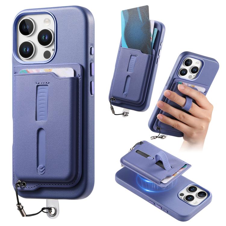 Capa de Telemóvel com Bolsa Magnética Destacável para Cartões, Anel de Dedo e Corda Anti-perda, Para iPhone 14, Para iPhone 14 Pro, Para iPhone 14 Pro Max