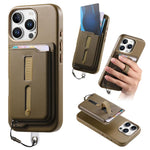 Capa de Telemóvel com Bolsa Magnética Destacável para Cartões, Anel de Dedo e Corda Anti-perda, Para iPhone 14, Para iPhone 14 Pro, Para iPhone 14 Pro Max