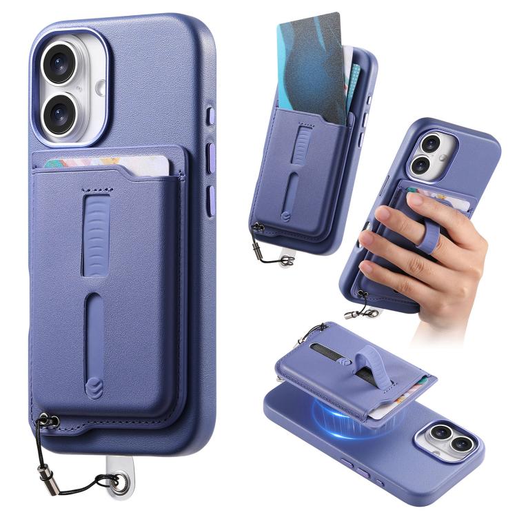 Capa de Telemóvel com Bolsa Magnética Destacável para Cartões, Anel de Dedo e Corda Anti-perda, Para iPhone 17e / 16e, Para iPhone 17 Pro Max, Para iPhone 17 Pro, Para iPhone 17, Para iPhone Air, Para iPhone 16 Plus
