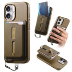 Capa de Telemóvel com Bolsa Magnética Destacável para Cartões, Anel de Dedo e Corda Anti-perda, Para iPhone 17e / 16e, Para iPhone 17 Pro Max, Para iPhone 17 Pro, Para iPhone 17, Para iPhone Air, Para iPhone 16 Plus
