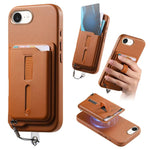 Capa de Telemóvel com Bolsa Magnética Destacável para Cartões, Anel de Dedo e Corda Anti-perda, Para iPhone 17e / 16e, Para iPhone 17 Pro Max, Para iPhone 17 Pro, Para iPhone 17, Para iPhone Air, Para iPhone 16 Plus