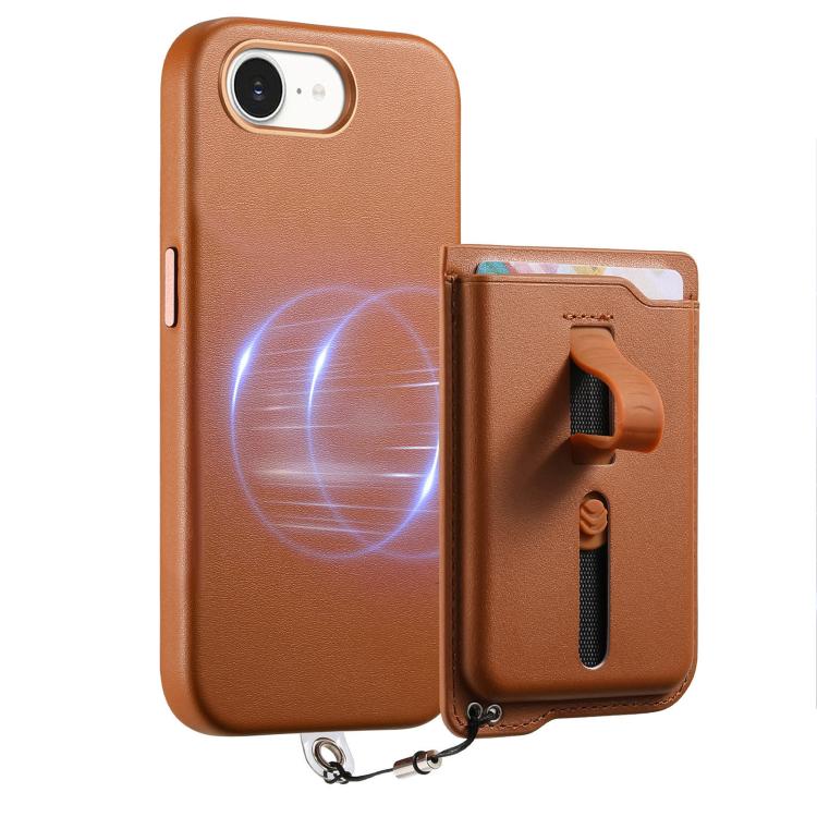 Capa de Telemóvel com Bolsa Magnética Destacável para Cartões, Anel de Dedo e Corda Anti-perda, Para iPhone 17e / 16e, Para iPhone 17 Pro Max, Para iPhone 17 Pro, Para iPhone 17, Para iPhone Air, Para iPhone 16 Plus