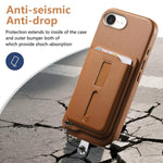 Capa de Telemóvel com Bolsa Magnética Destacável para Cartões, Anel de Dedo e Corda Anti-perda, Para iPhone 17e / 16e, Para iPhone 17 Pro Max, Para iPhone 17 Pro, Para iPhone 17, Para iPhone Air, Para iPhone 16 Plus